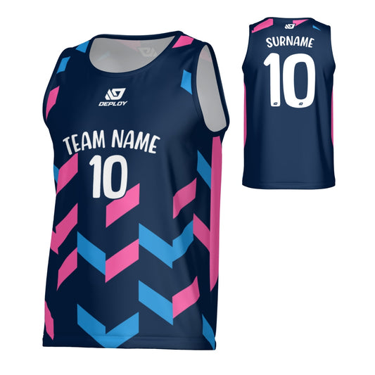 Arrows Sports Singlet - Navy & Pink