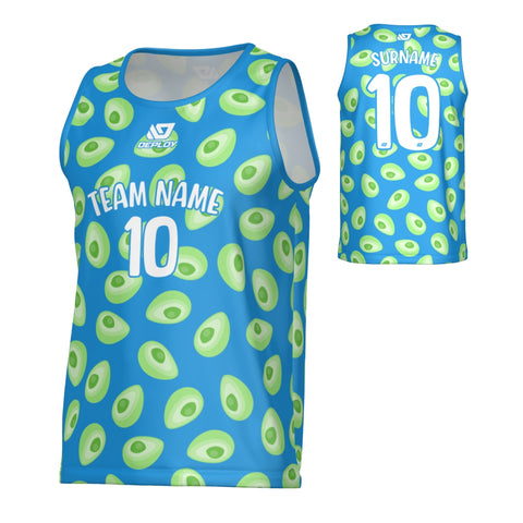 Avocado Sports Singlet - Blue & Neon Green