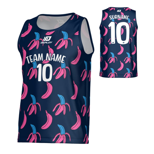 Banana Sports Singlet - Navy & Pink