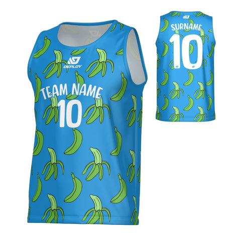 Banana Sports Singlet - Blue & Neon Green