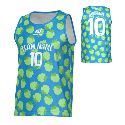 Berry Sports Singlet - Blue & Neon Green