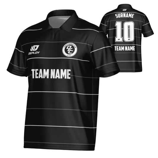 Grid Collared Jersey - Black