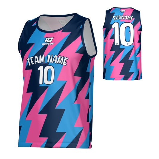 Bolts Sports Singlet - Navy & Pink