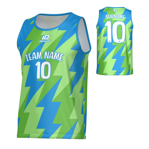 Bolts Sports Singlet - Blue & Neon Green