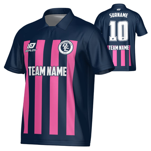 Bars Collared Jersey - Navy & Pink