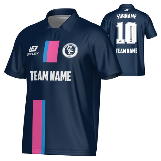 Block Collared Jersey - Navy & Pink
