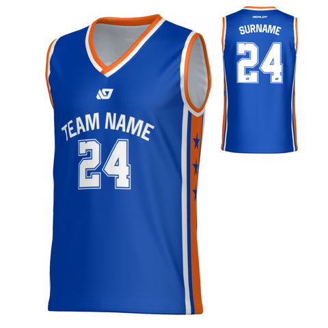 Stars Basketball Jersey - Blue & Orange