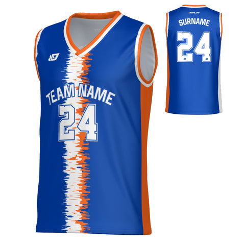 Static Basketball Jersey - Blue & Orange