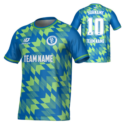 Leaves Jersey - Blue & Neon Green