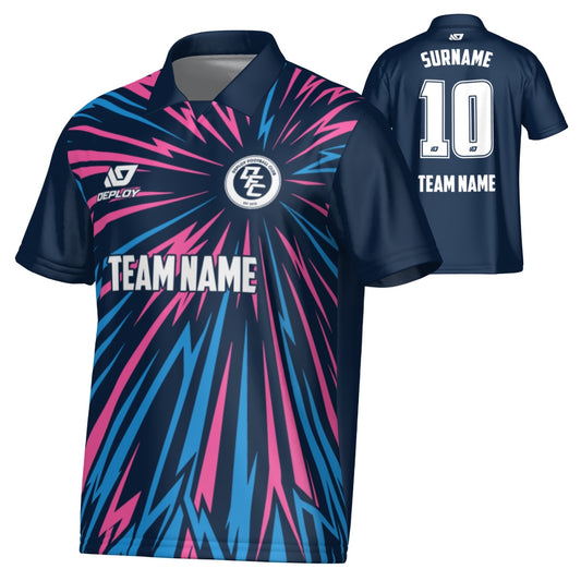 Burst Collared Jersey - Navy & Pink