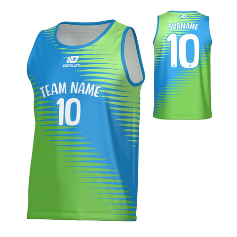 Comb Sports Singlet - Blue & Neon Green