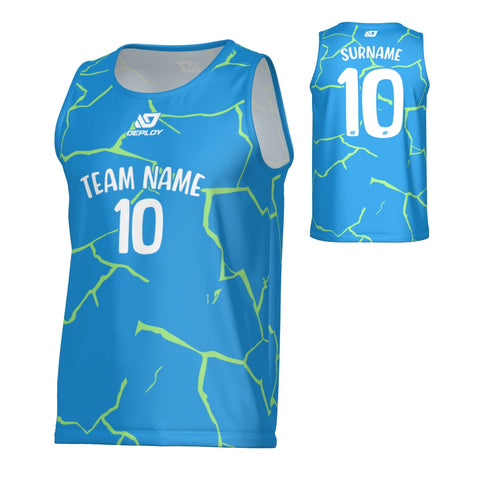 Cracks Sports Singlet - Blue & Neon Green