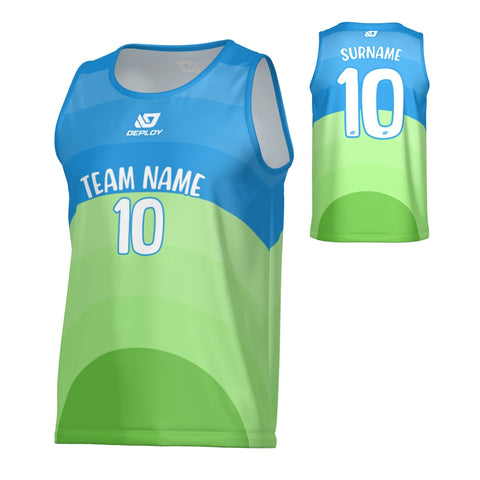 Curve Sports Singlet - Blue & Neon Green