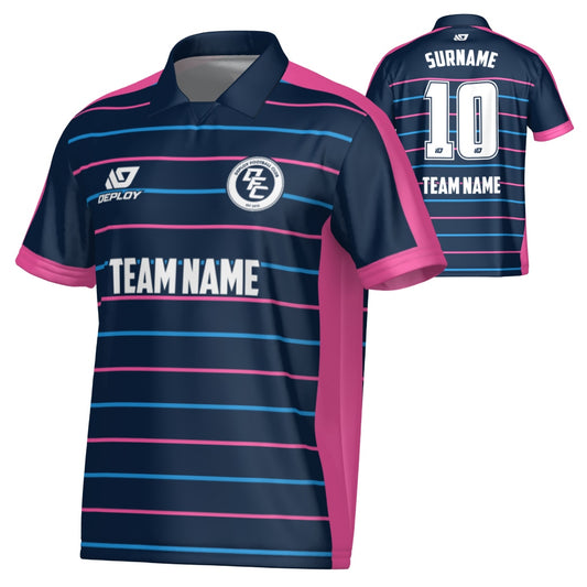 Cadence Collared Jersey - Navy & Pink