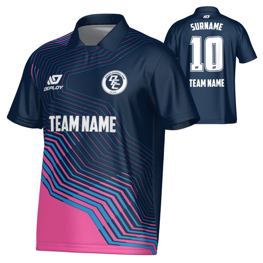 Circuit Collared Jersey - Navy & Pink