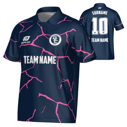 Cracks Collared Jersey - Navy & Pink