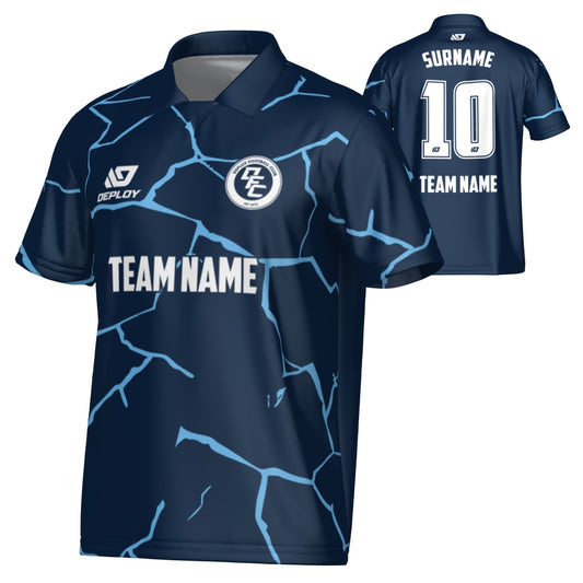 Cracks Collared Jersey - Navy & Sky Blue