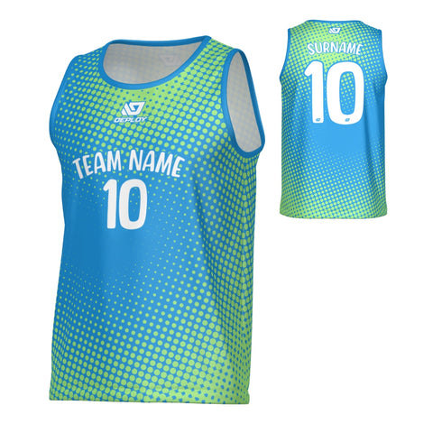 Dots Sports Singlet - Blue & Neon Green