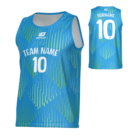 Drips Sports Singlet - Blue & Neon Green