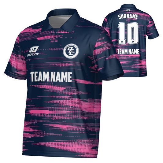 Distort Collared Jersey - Navy & Pink