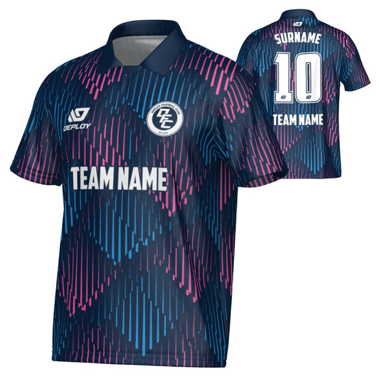 Drips  Collared Jersey - Navy & Pink
