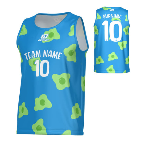 Egg Sports Singlet - Blue & Neon Green