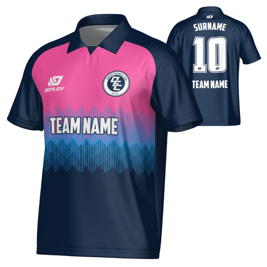 Echo Collared Jersey - Navy & Pink