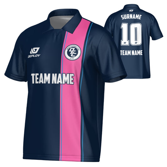 Edge Collared Jersey - Navy & Pink
