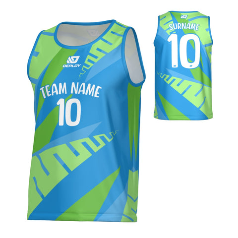 Fern Sports Singlet - Blue & Neon Green