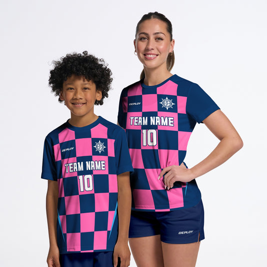 Flight Jersey Checkers - Navy & Pink