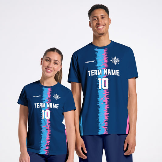 Flight Jersey Static Stripe - Navy & Pink