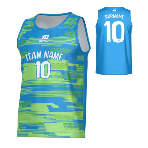 Glitch Sports Singlet - Blue & Neon Green