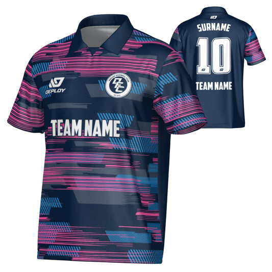 Glitch Collared Jersey - Navy & Pink