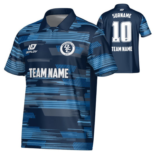 Glitch Collared Jersey - Navy & Sky Blue