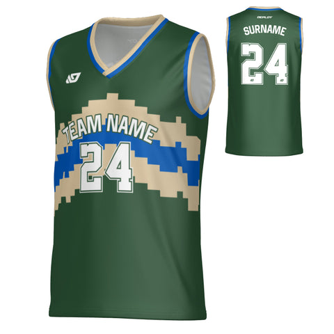 Altitude Basketball Jersey - Green & Cream