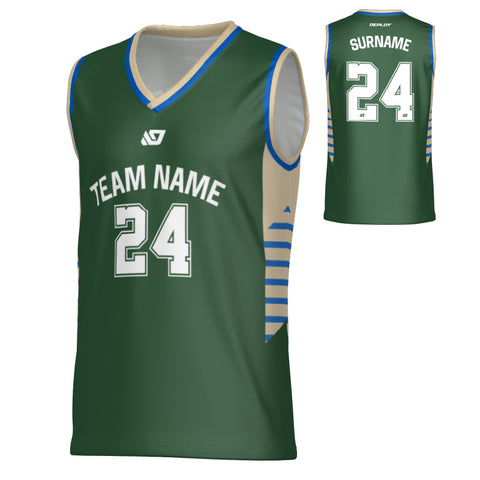 Banner Basketball Jersey - Green & Cream
