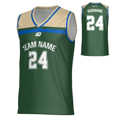 Captain Basketball Jersey - Green & Cream