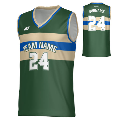 Legacy Basketball Jersey - Green & Cream