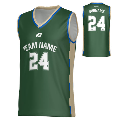 Pixel Basketball Jersey - Green & Cream
