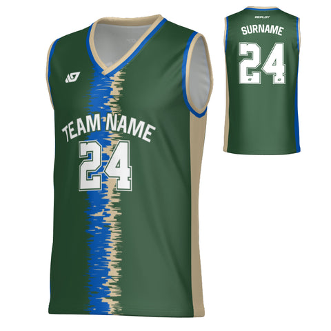 Static Basketball Jersey - Green & Cream