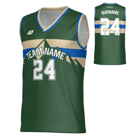 Summit Basketball Jersey - Green & Cream