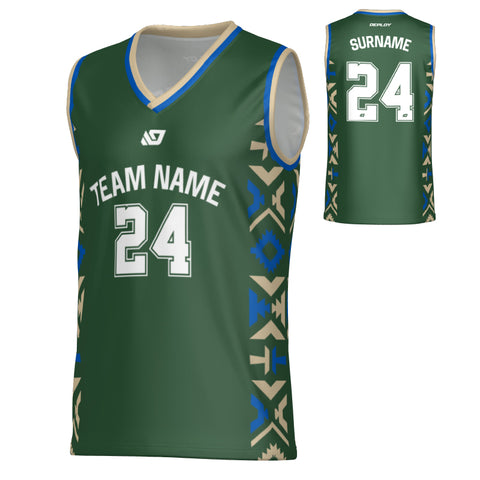 Tribal Basketball Jersey - Green & Cream