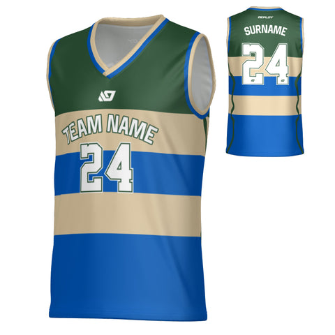 Victory Basketball Jersey - Green & Cream