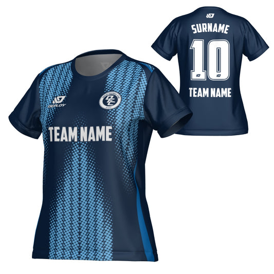 Halftone Womens Jersey - Navy & Sky Blue