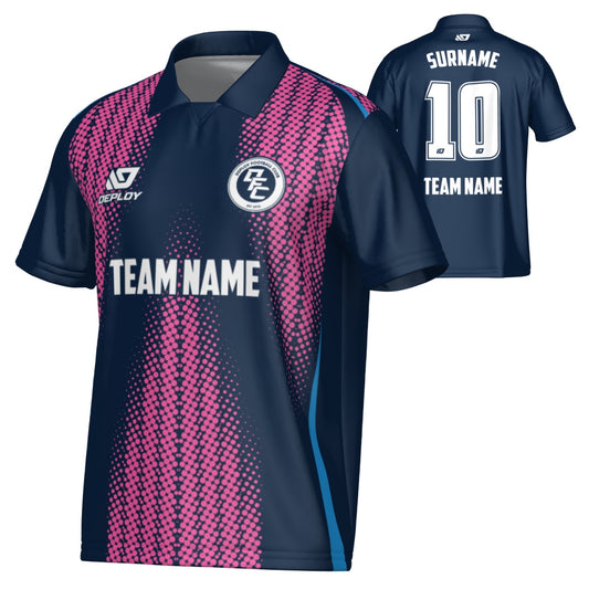 Half Tone Collared Jersey - Navy & Pink