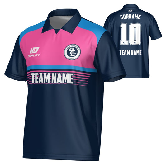 Horizon Collared Jersey - Navy & Pink