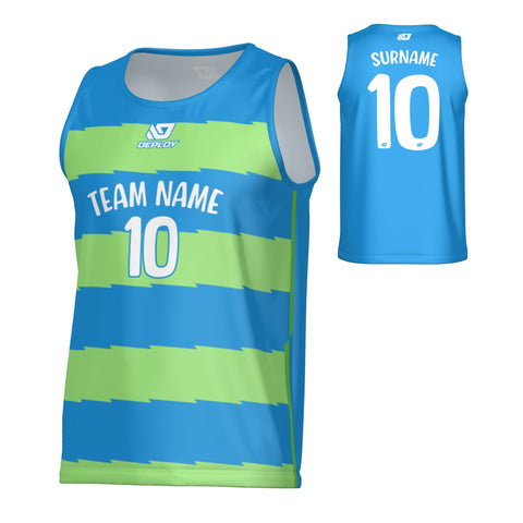 Jagged Sports Singlet - Blue & Neon Green