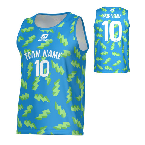 Lightning Sports Singlet - Blue & Neon Green