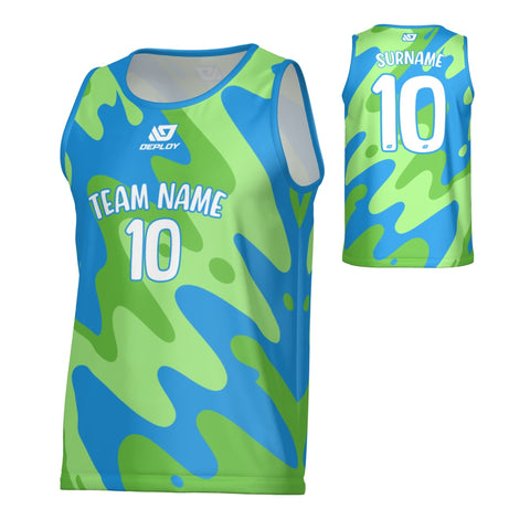 Liquid Sports Singlet - Blue & Neon Green