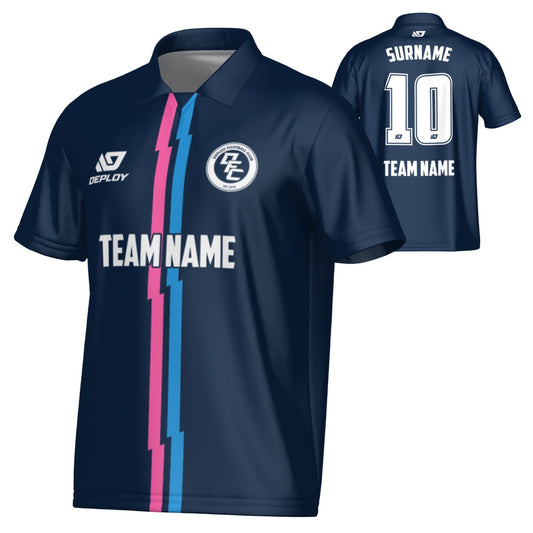 Lightning Collared Jersey - Navy & Pink